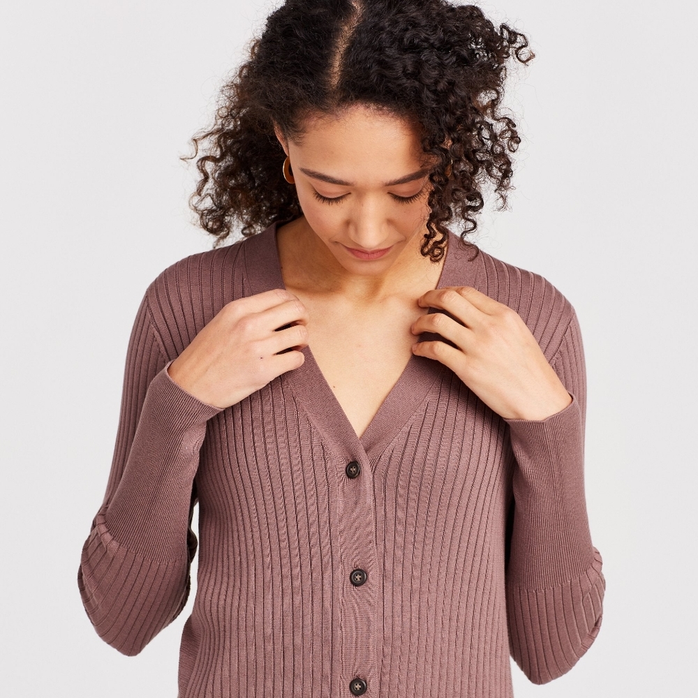 Brass Clothing like new longline ribbed cardigan in mink